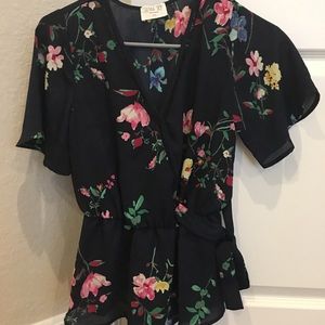NWT Sienna Sky Navy floral blouse - XS